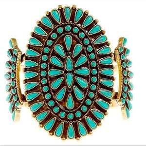 Squash Blossom Turquoise Bracelet